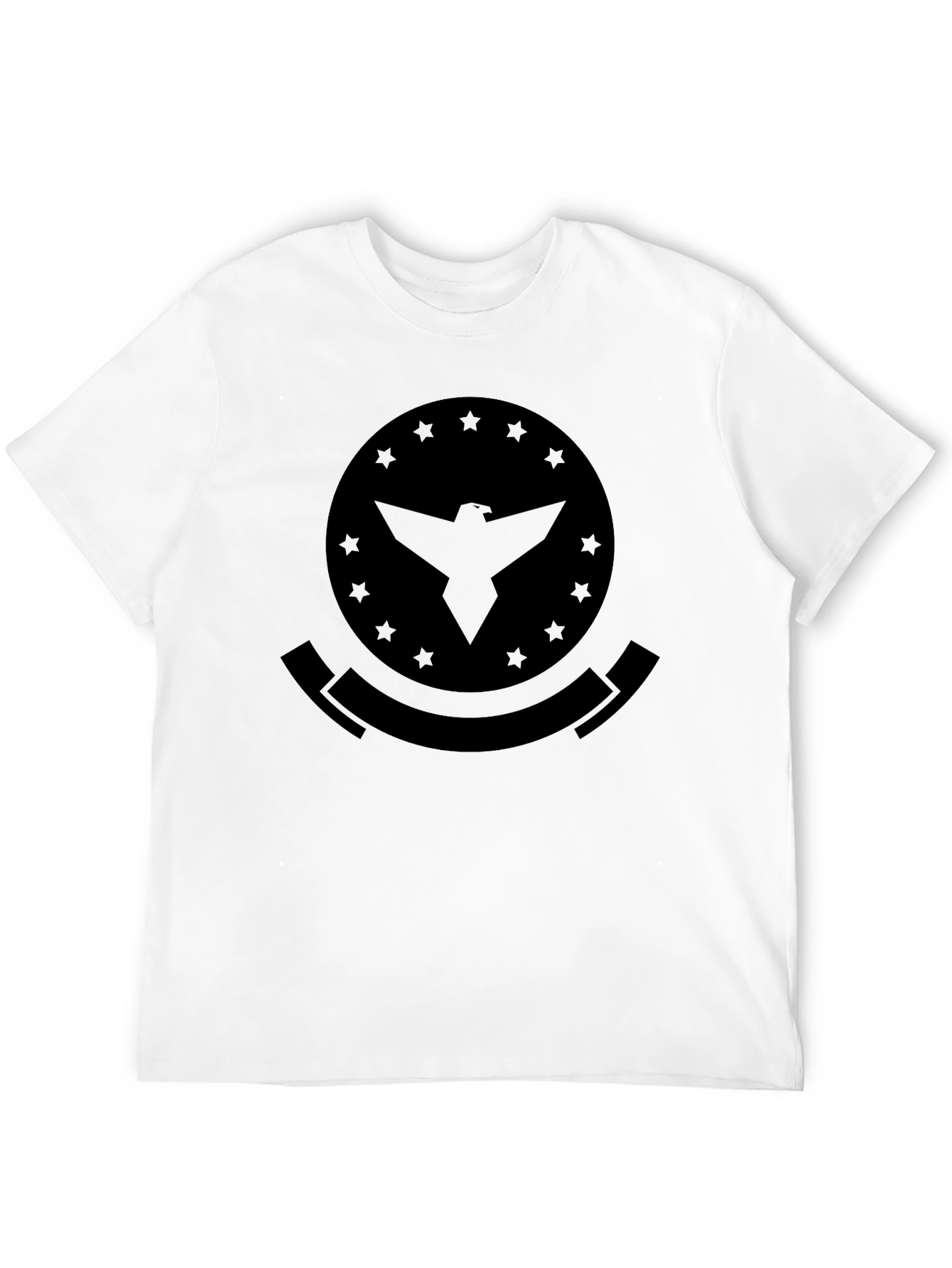 Mens Black T-Shirt with Eagle Emblem Graphic Print