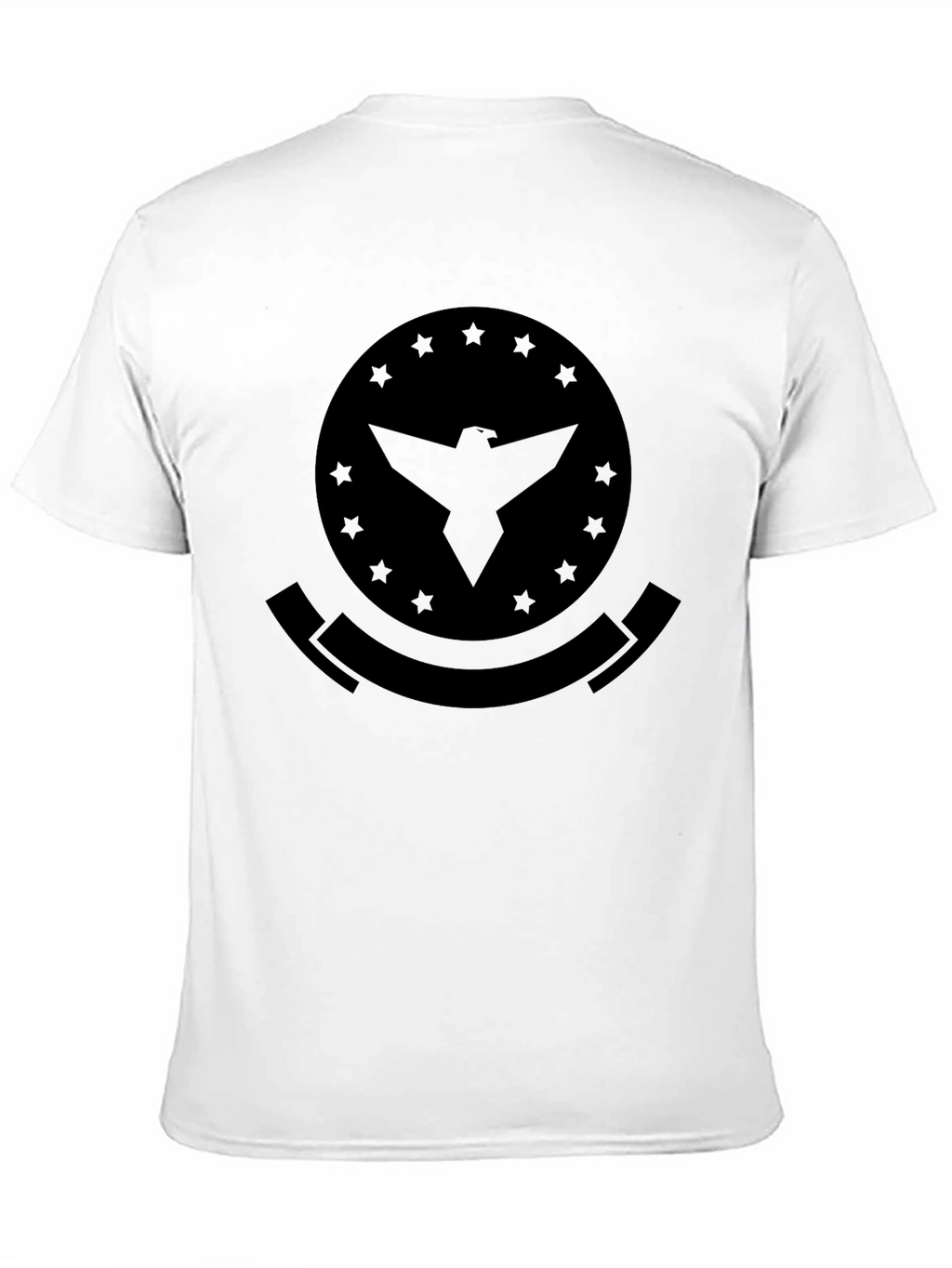 Mens Black T-Shirt with Eagle Emblem Graphic Print