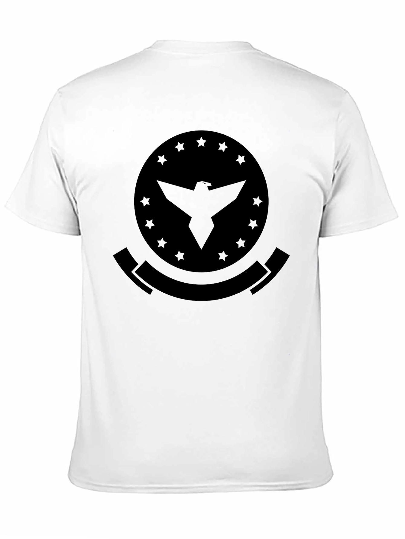 Mens Black T-Shirt with Eagle Emblem Graphic Print
