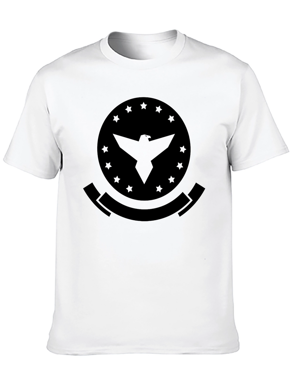 Mens Black T-Shirt with Eagle Emblem Graphic Print