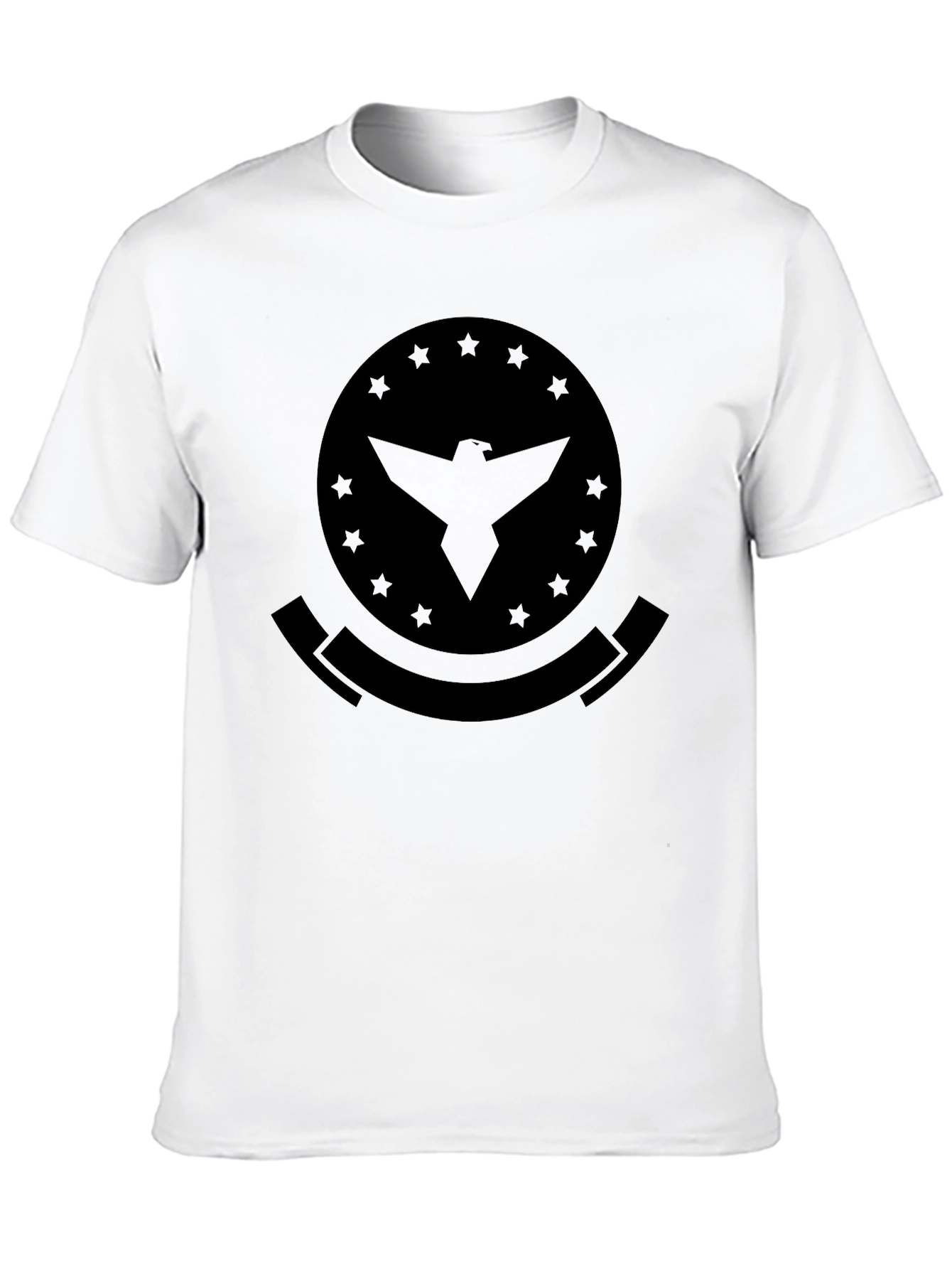 Mens Black T-Shirt with Eagle Emblem Graphic Print