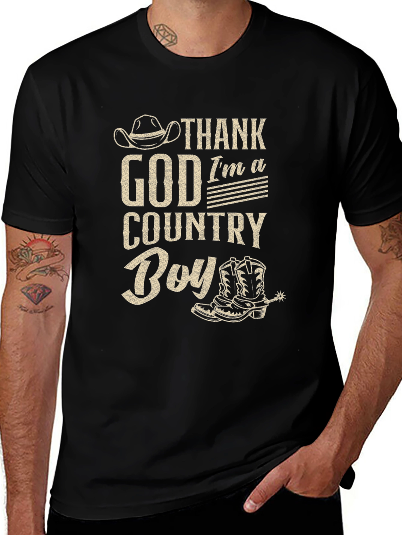 Thank God Im A Country Boy Black T-Shirt