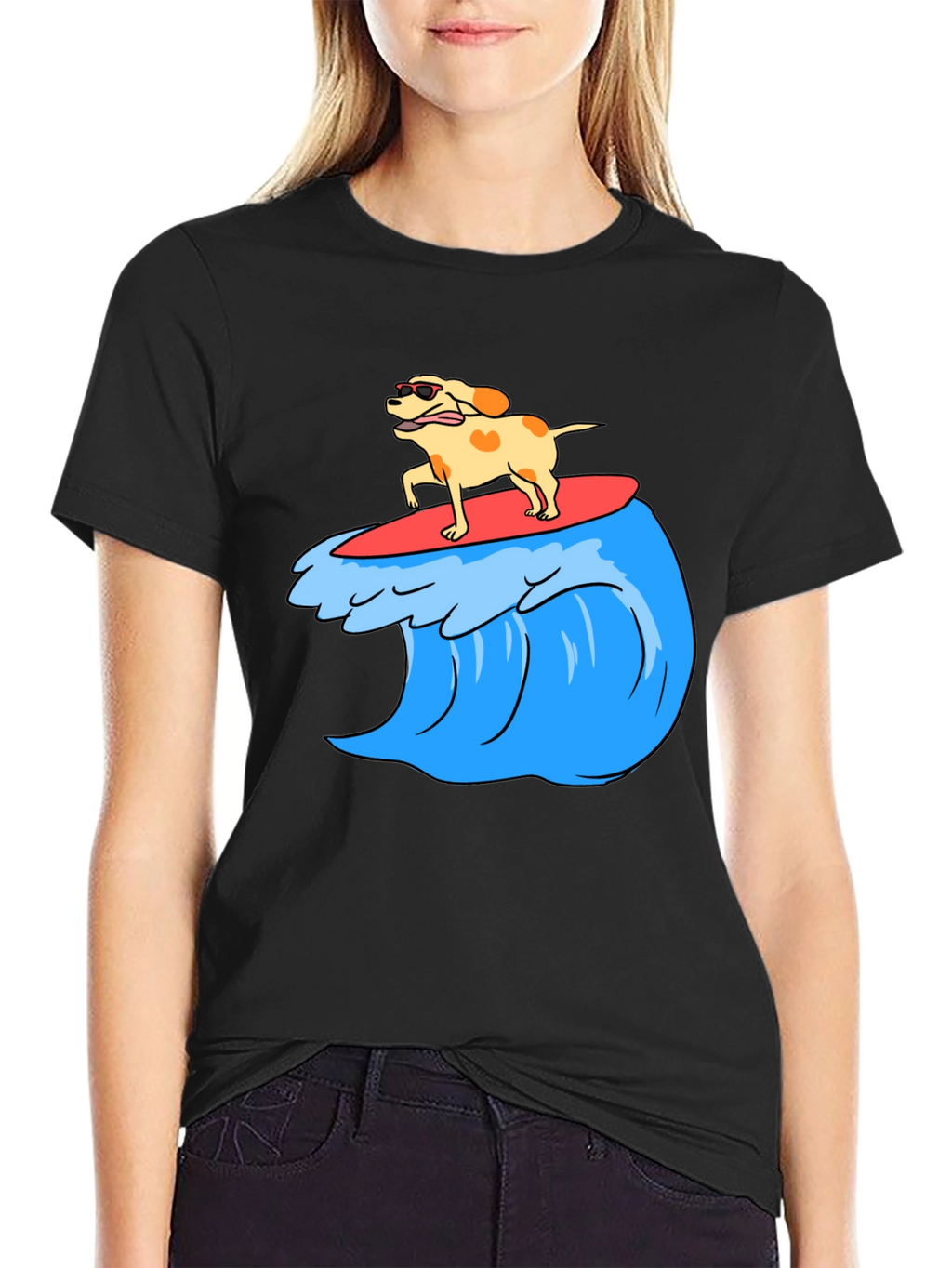 Dog Surfing Wave Graphic Tee