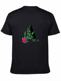 Floral Initial A Black T-Shirt