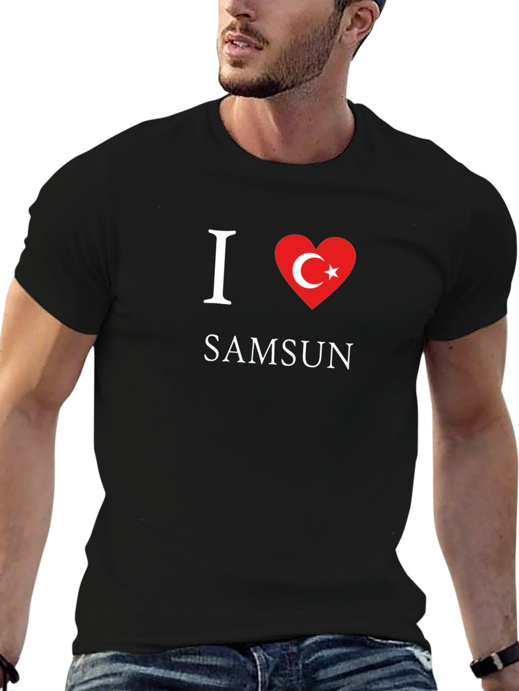 I Love Samsun Black Cotton T-Shirt