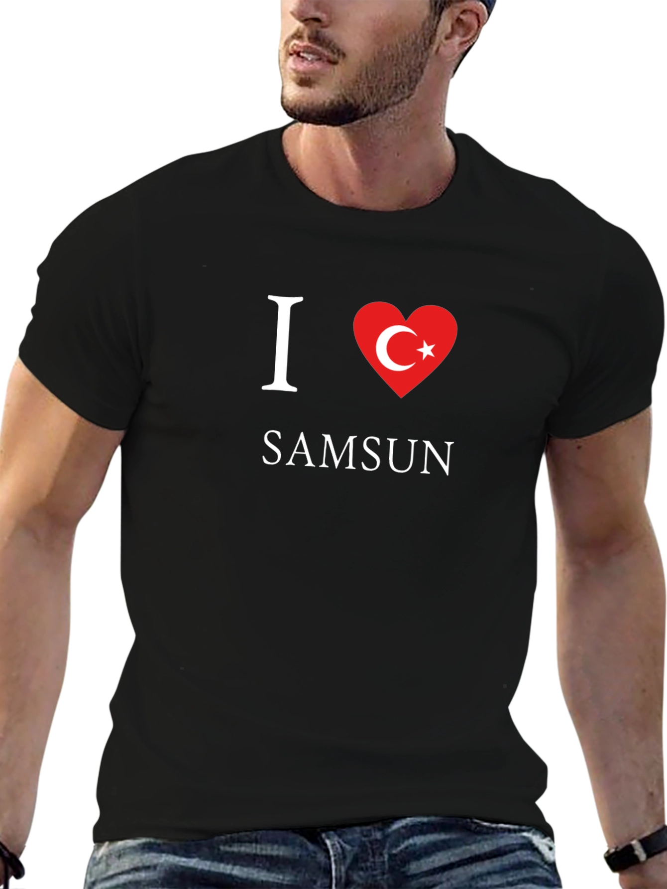I Love Samsun Black Cotton T-Shirt