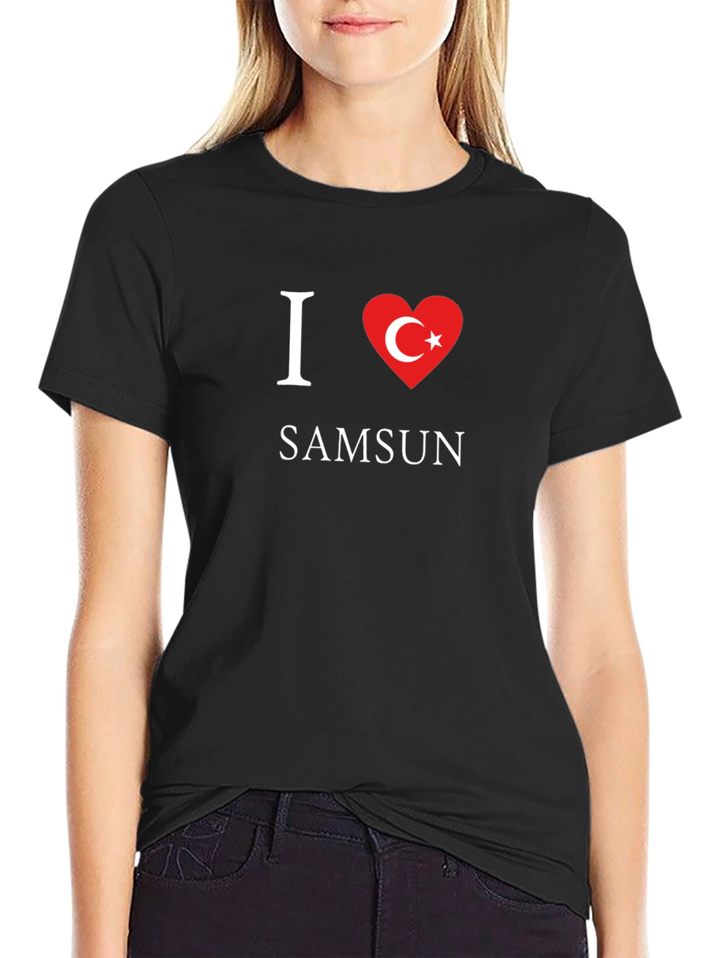 I Love Samsun Black Cotton T-Shirt