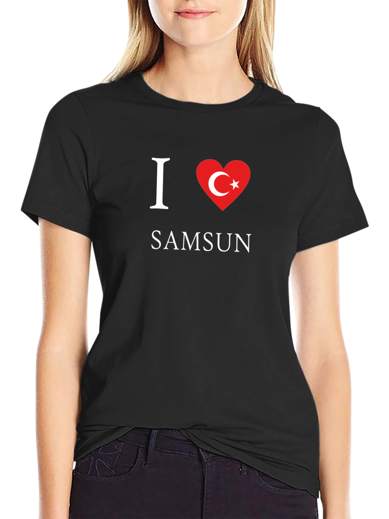 I Love Samsun Black Cotton T-Shirt