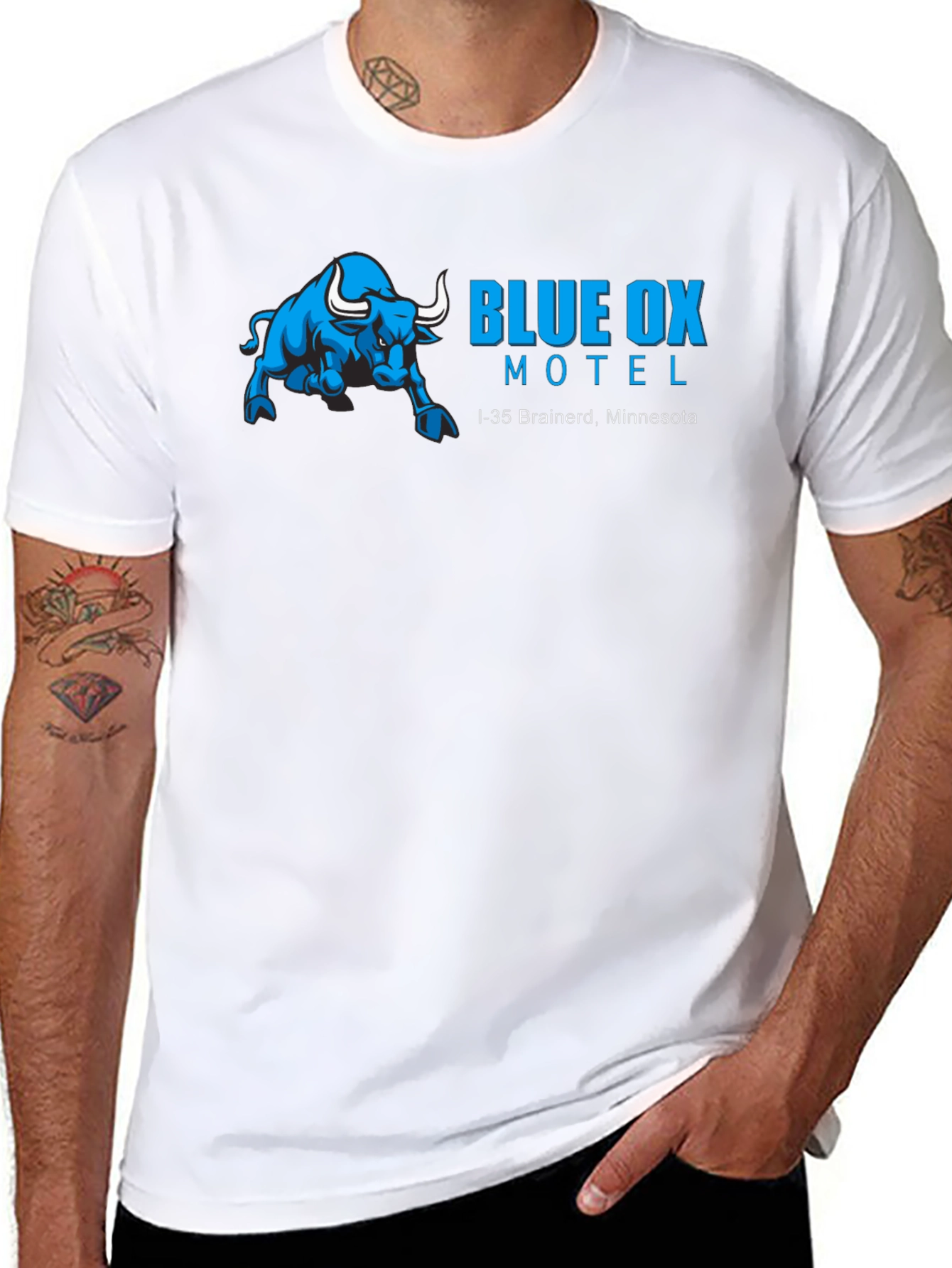 Blue Ox Motel Black T-Shirt - Brainerd Minnesota Souvenir