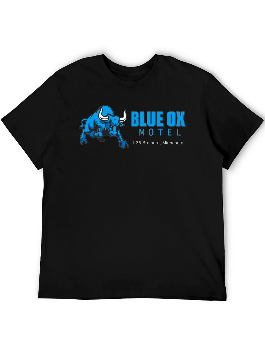 Blue Ox Motel Black T-Shirt - Brainerd Minnesota Souvenir