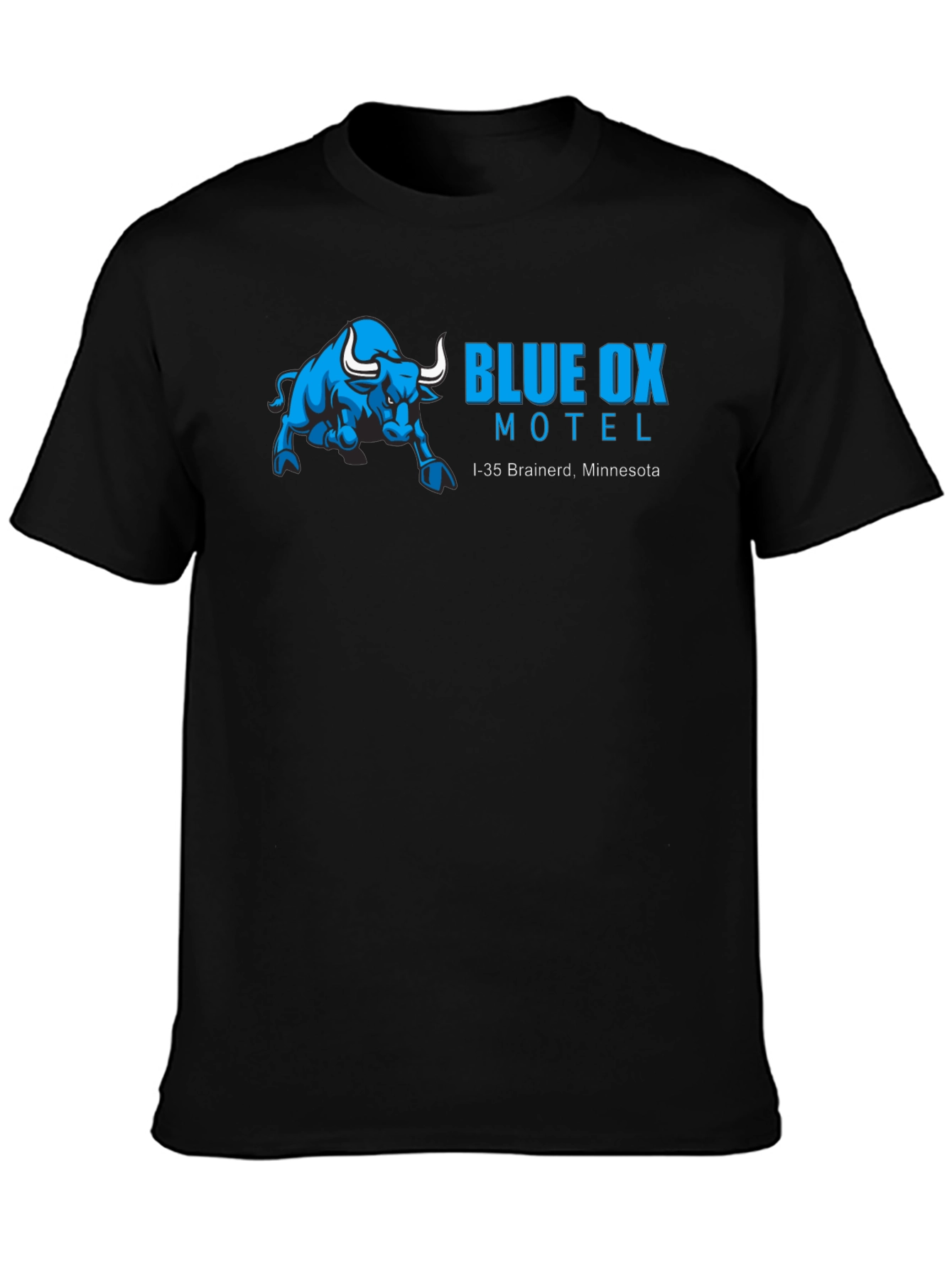 Blue Ox Motel Black T-Shirt - Brainerd Minnesota Souvenir