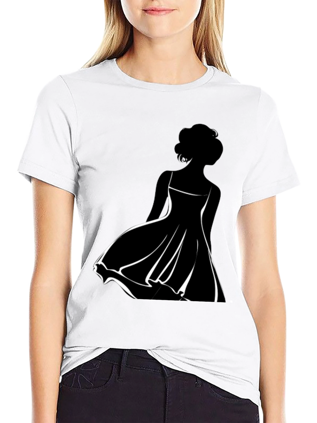 Elegant Woman Silhouette T-Shirt - Black
