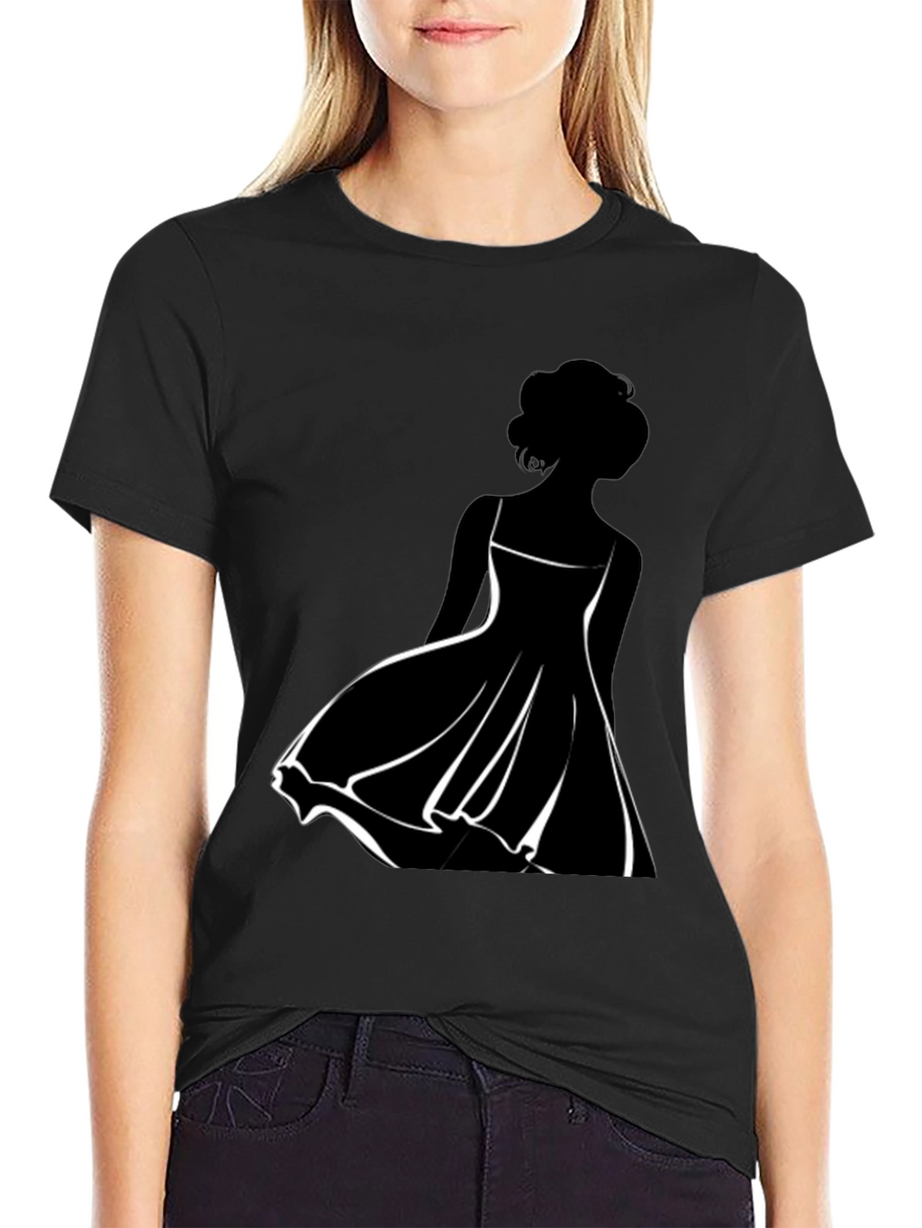 Elegant Woman Silhouette T-Shirt - Black