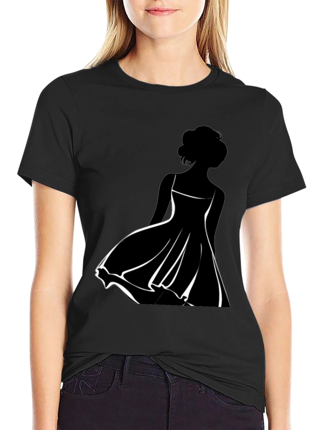 Elegant Woman Silhouette T-Shirt - Black