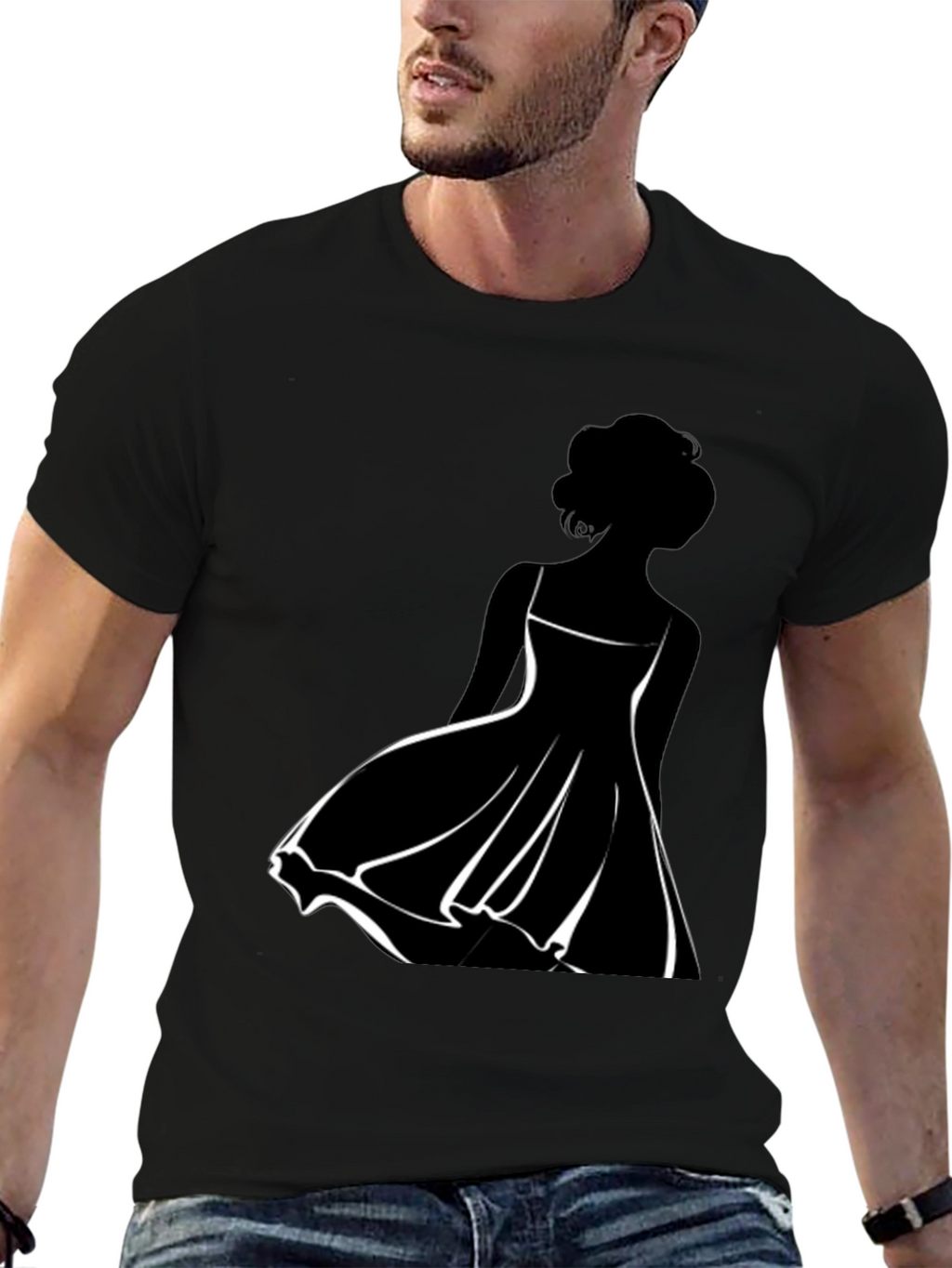 Elegant Woman Silhouette T-Shirt - Black