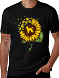 Sunflower Dog Mom T-Shirt - Black