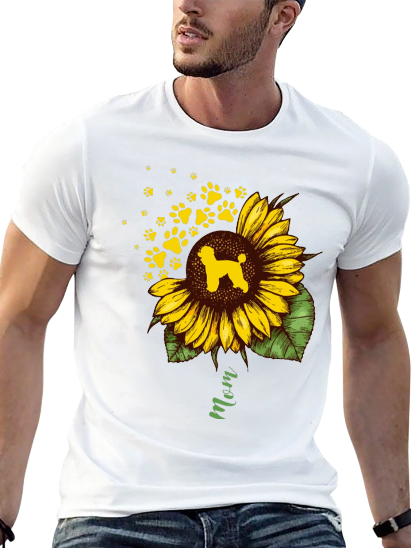 Sunflower Dog Mom T-Shirt - Black