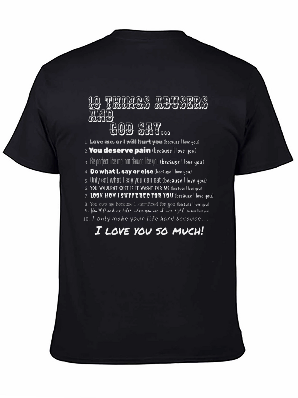 10 Things Abusers and God Say Graphic Tee