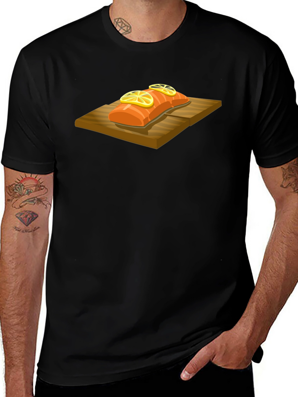 Salmon on Cedar Plank Graphic Tee - Black