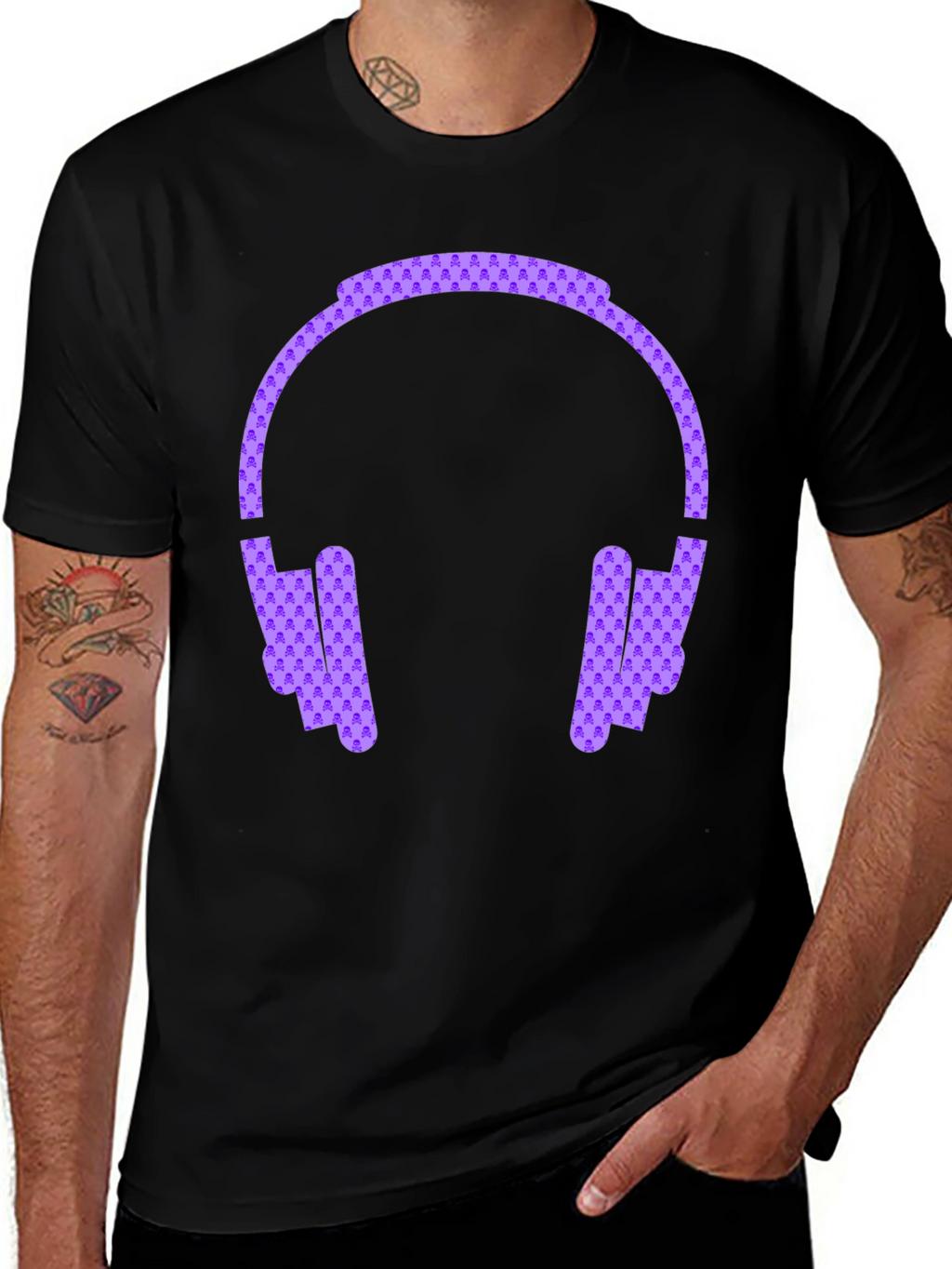 Headphone Graphic Black Tee