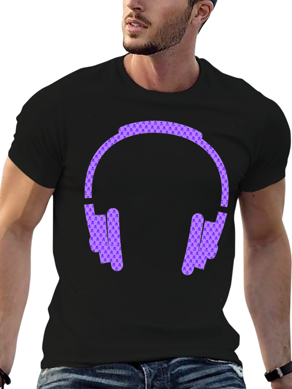 Headphone Graphic Black Tee