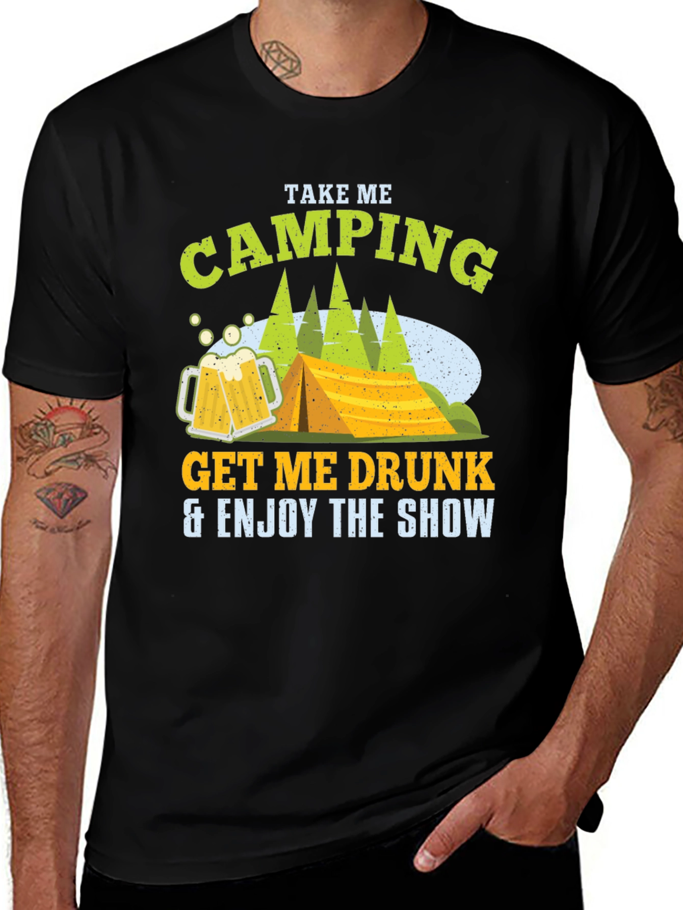 Camping Beer Black T-Shirt