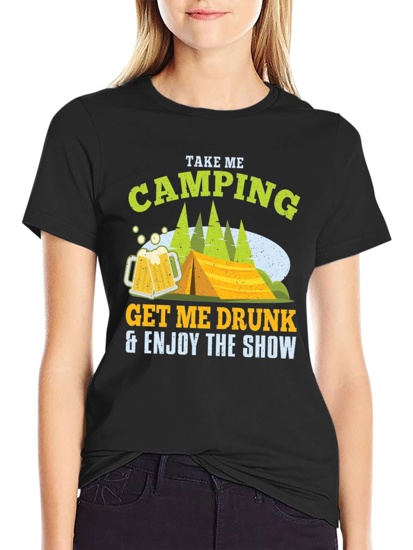 Camping Beer Black T-Shirt