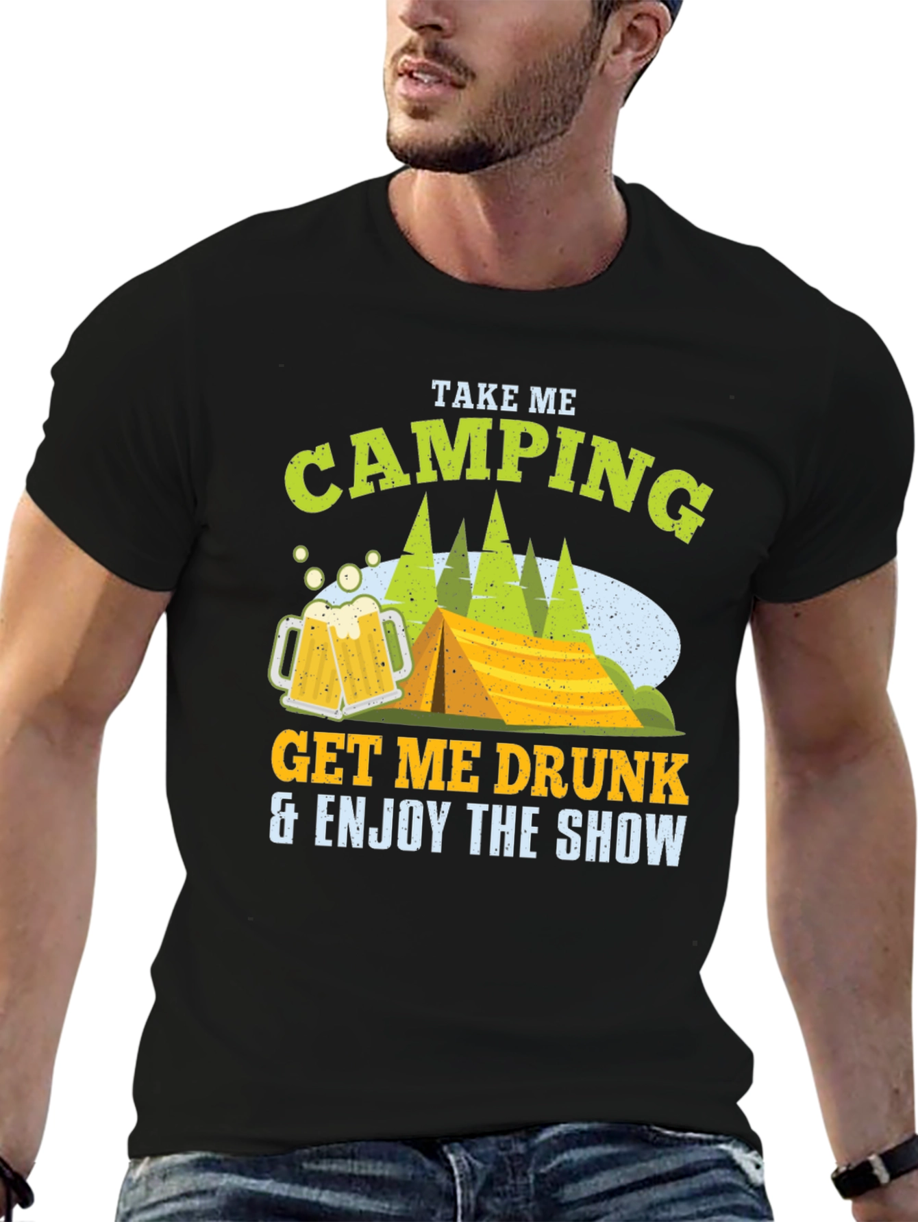 Camping Beer Black T-Shirt