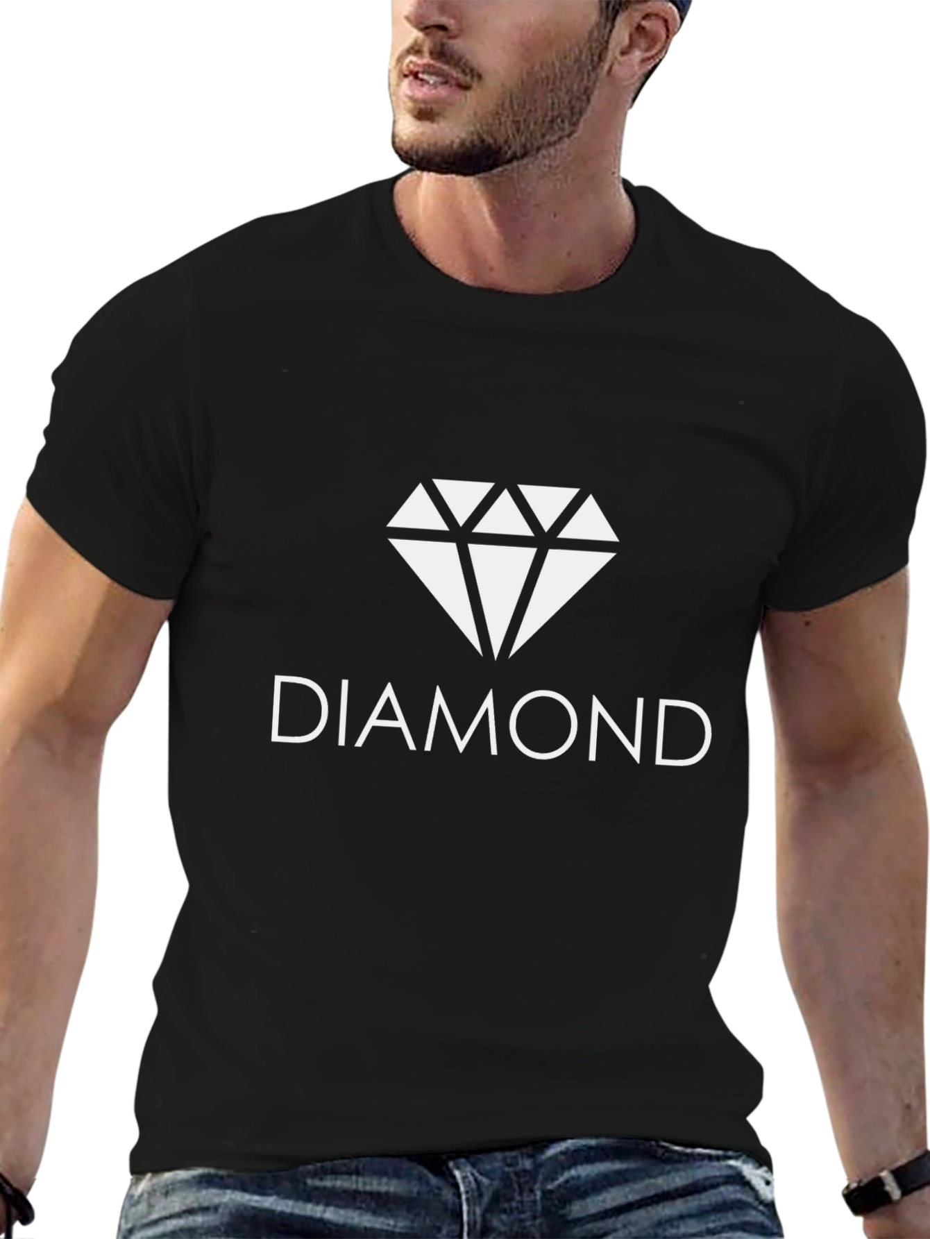 Diamond Graphic Tee - Black Cotton Blend