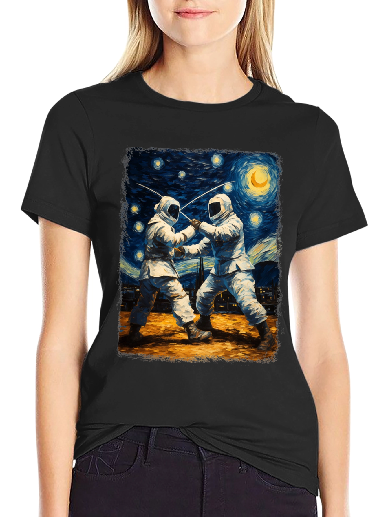 Starry Night Fencing T-Shirt Artistic Menswear