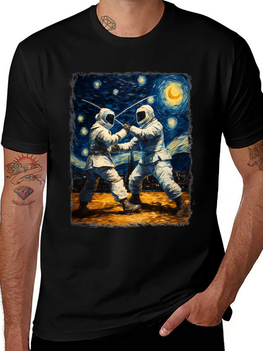 Starry Night Fencing T-Shirt Artistic Menswear
