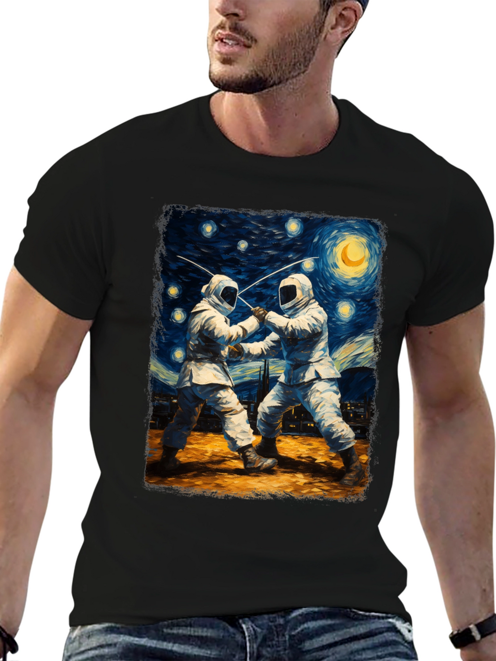 Starry Night Fencing T-Shirt Artistic Menswear