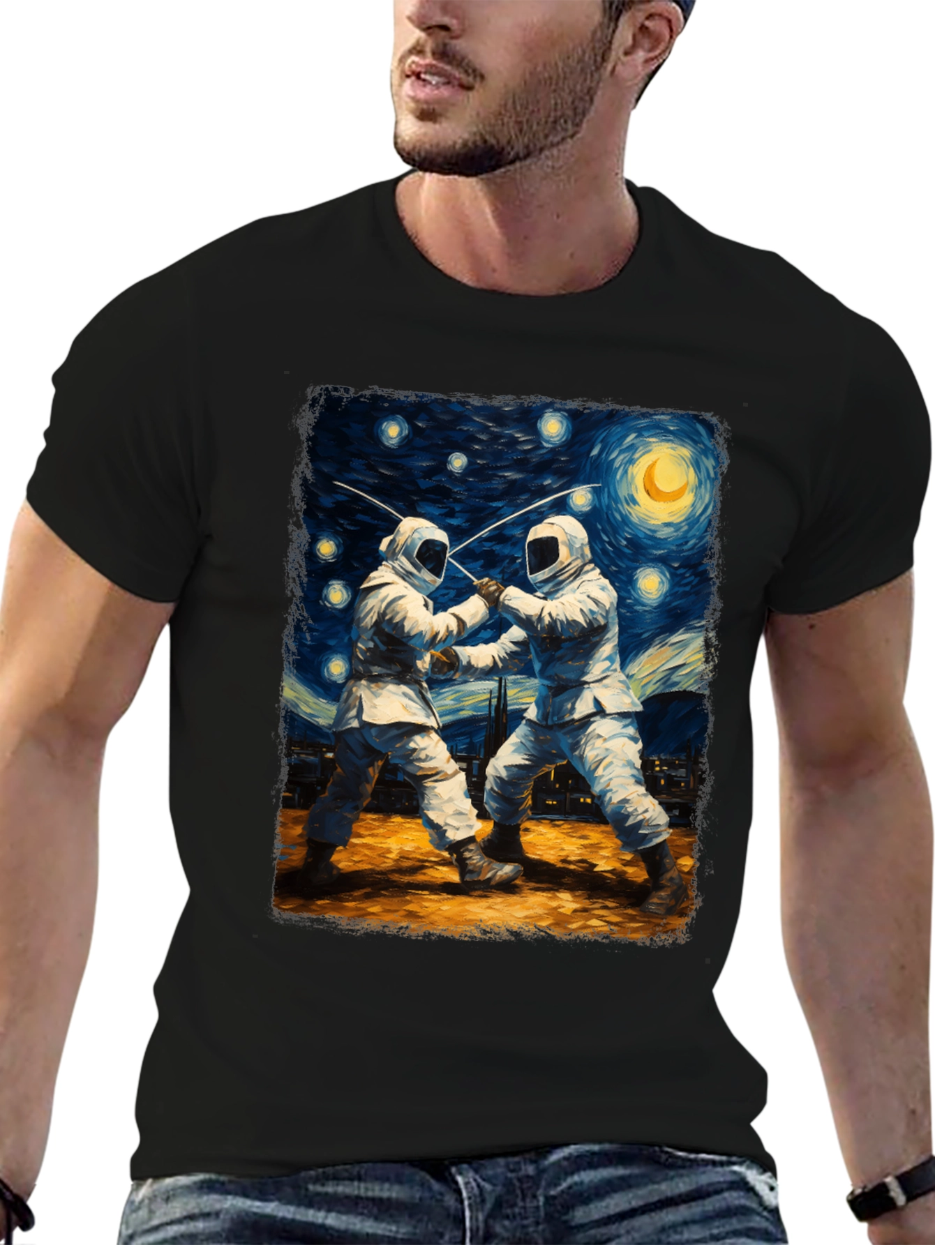 Starry Night Fencing T-Shirt Artistic Menswear