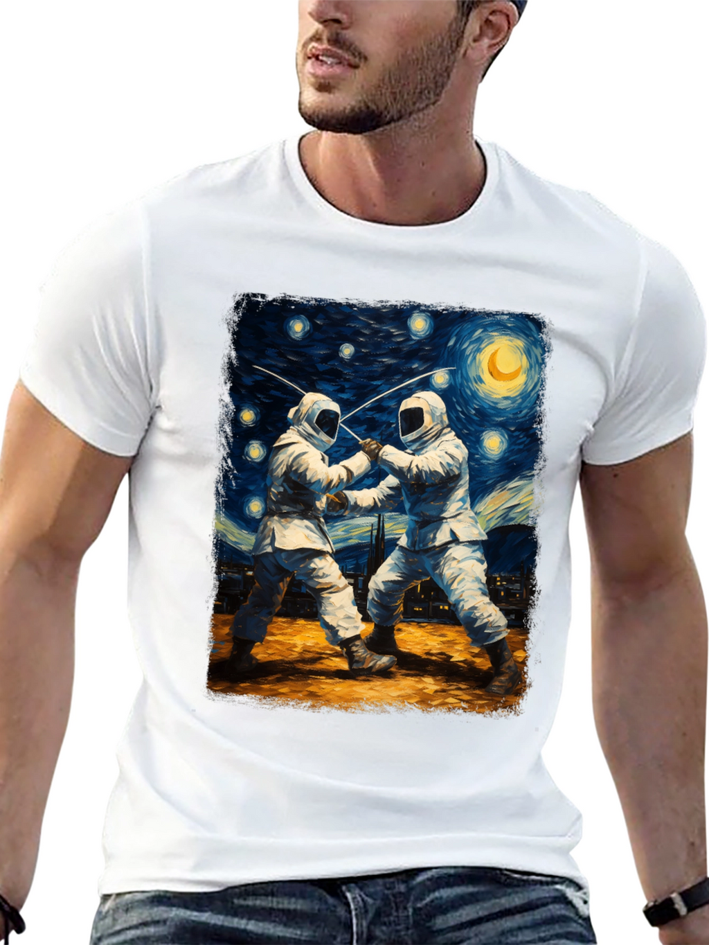 Starry Night Fencing T-Shirt Artistic Menswear