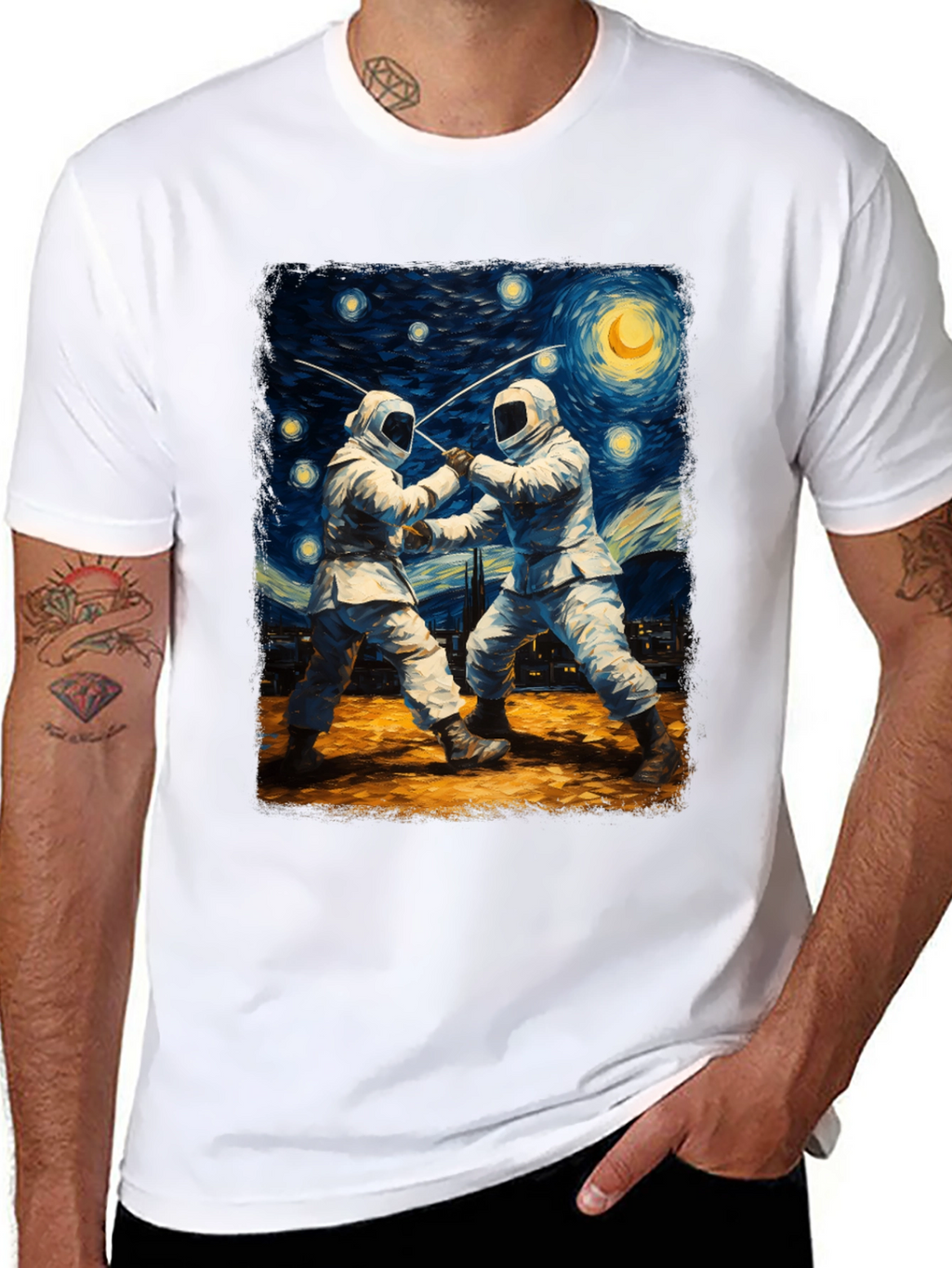 Starry Night Fencing T-Shirt Artistic Menswear