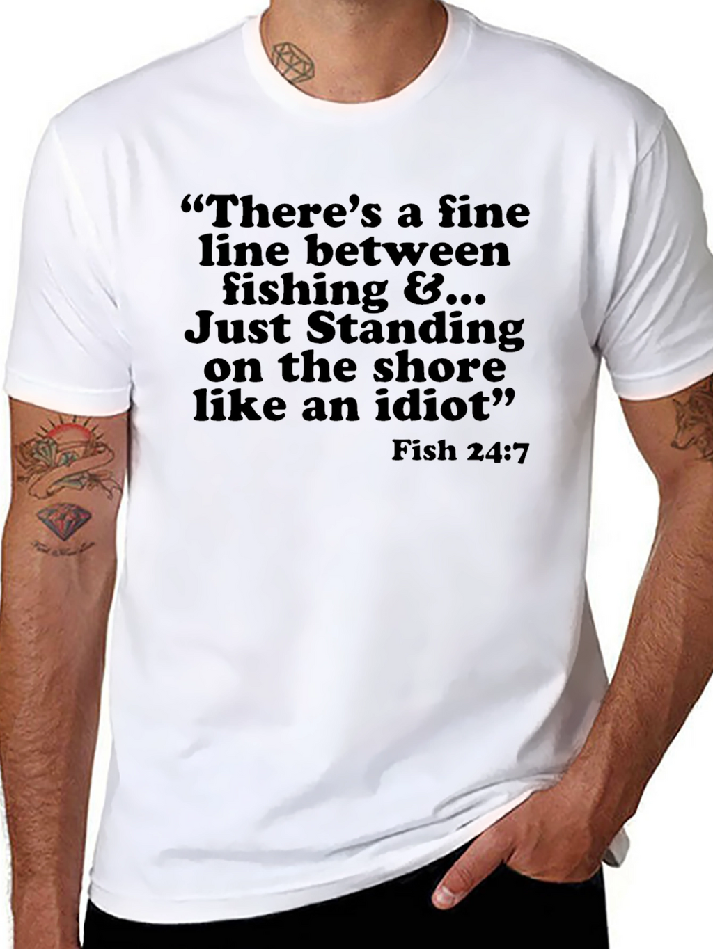 Funny Fishing Graphic T-Shirt - Shore Idiot