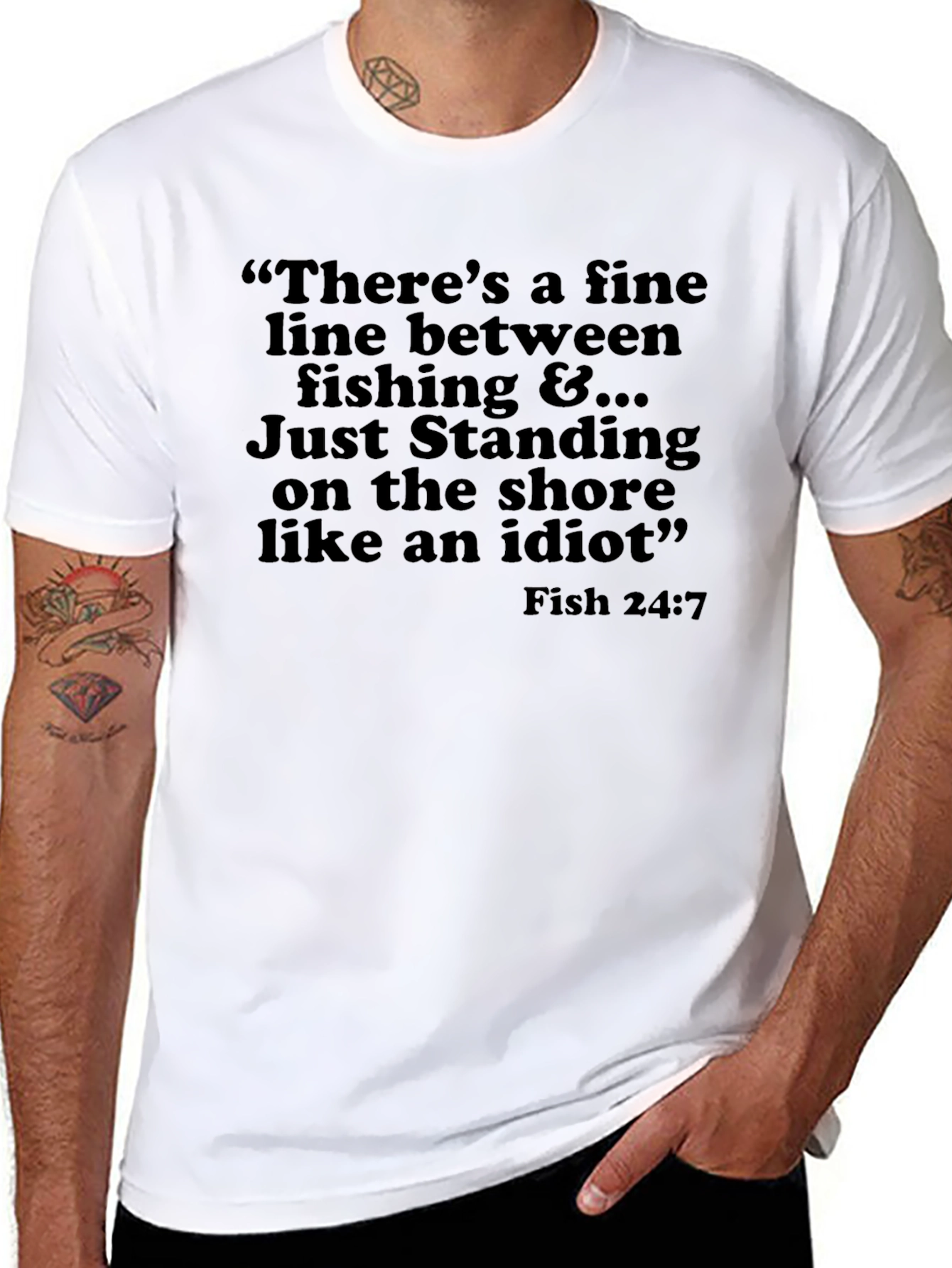 Funny Fishing Graphic T-Shirt - Shore Idiot