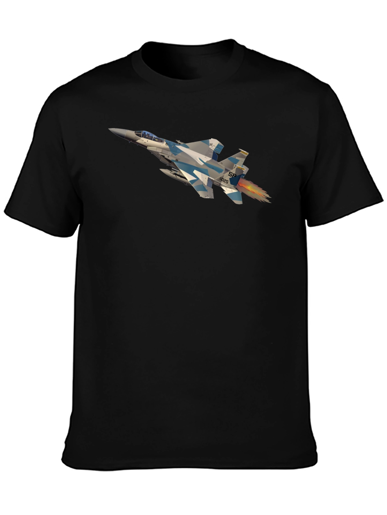 Jet Fighter Graphic Tee - Black Crew Neck