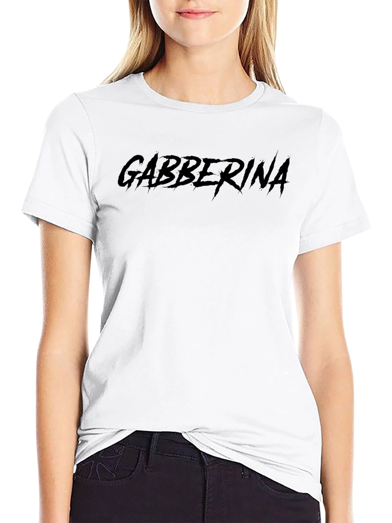 Gabberina Black Graphic Tee - Edgy Streetwear
