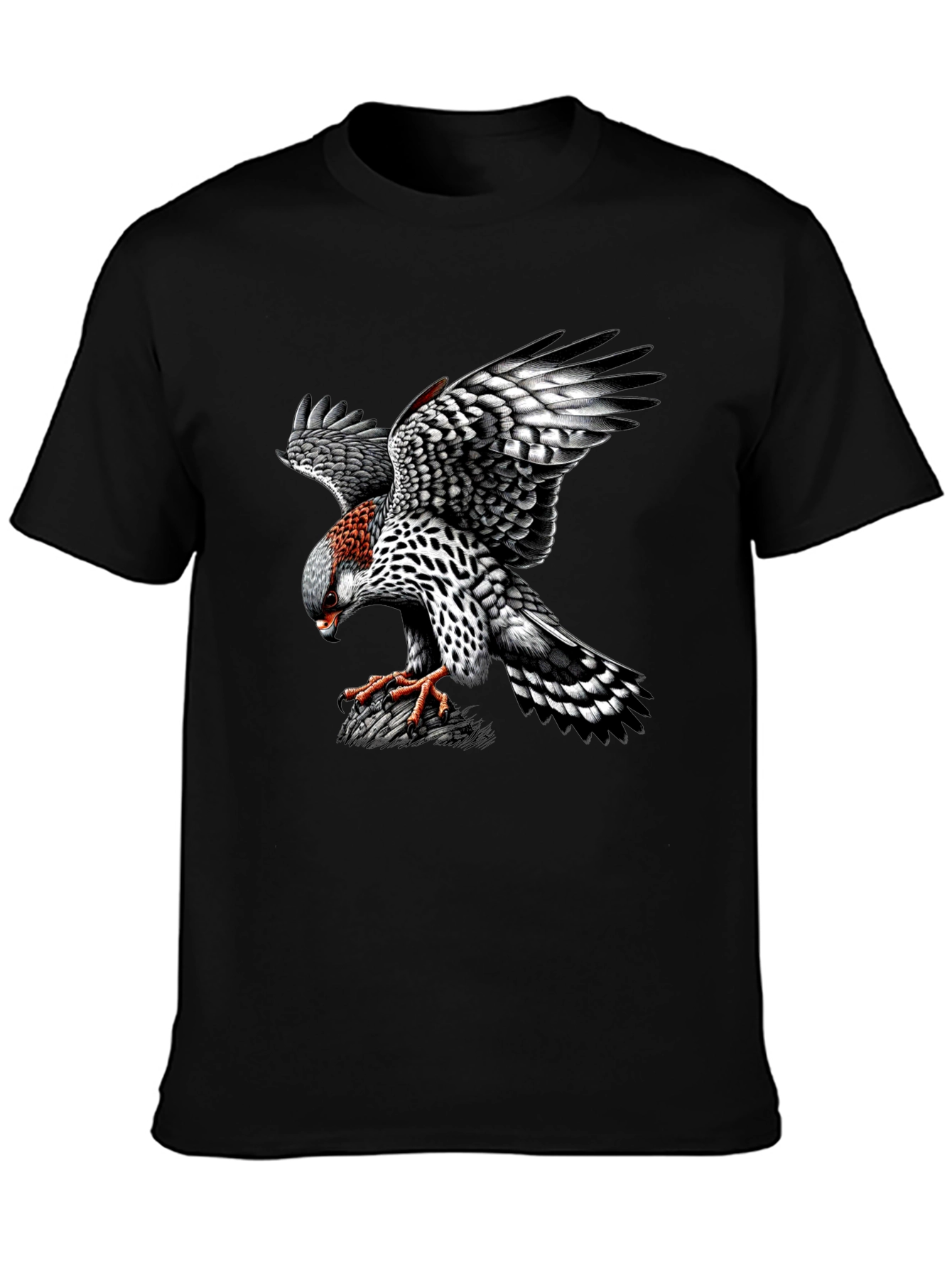 Black T-Shirt with Hawk Graphic