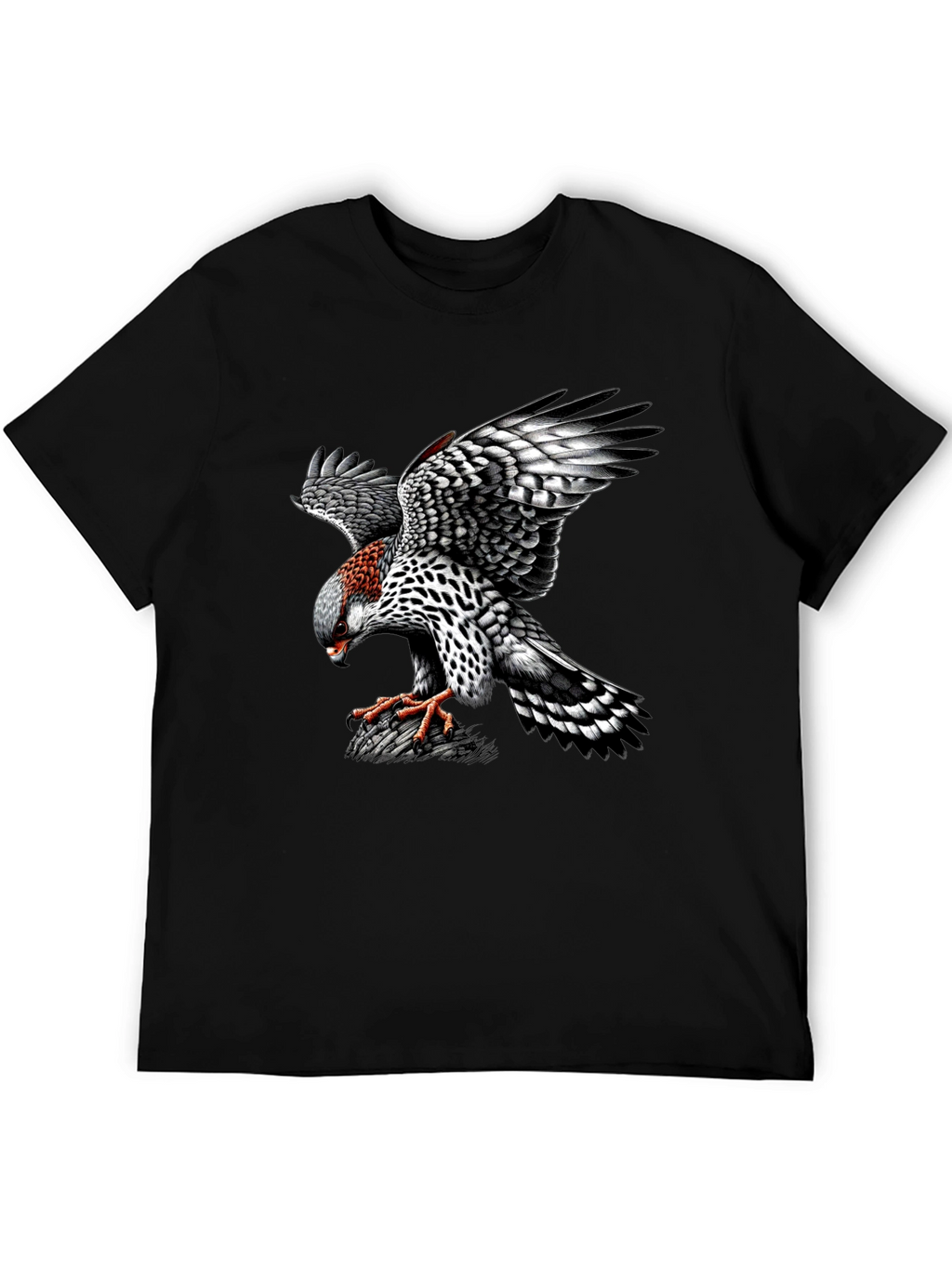Black T-Shirt with Hawk Graphic