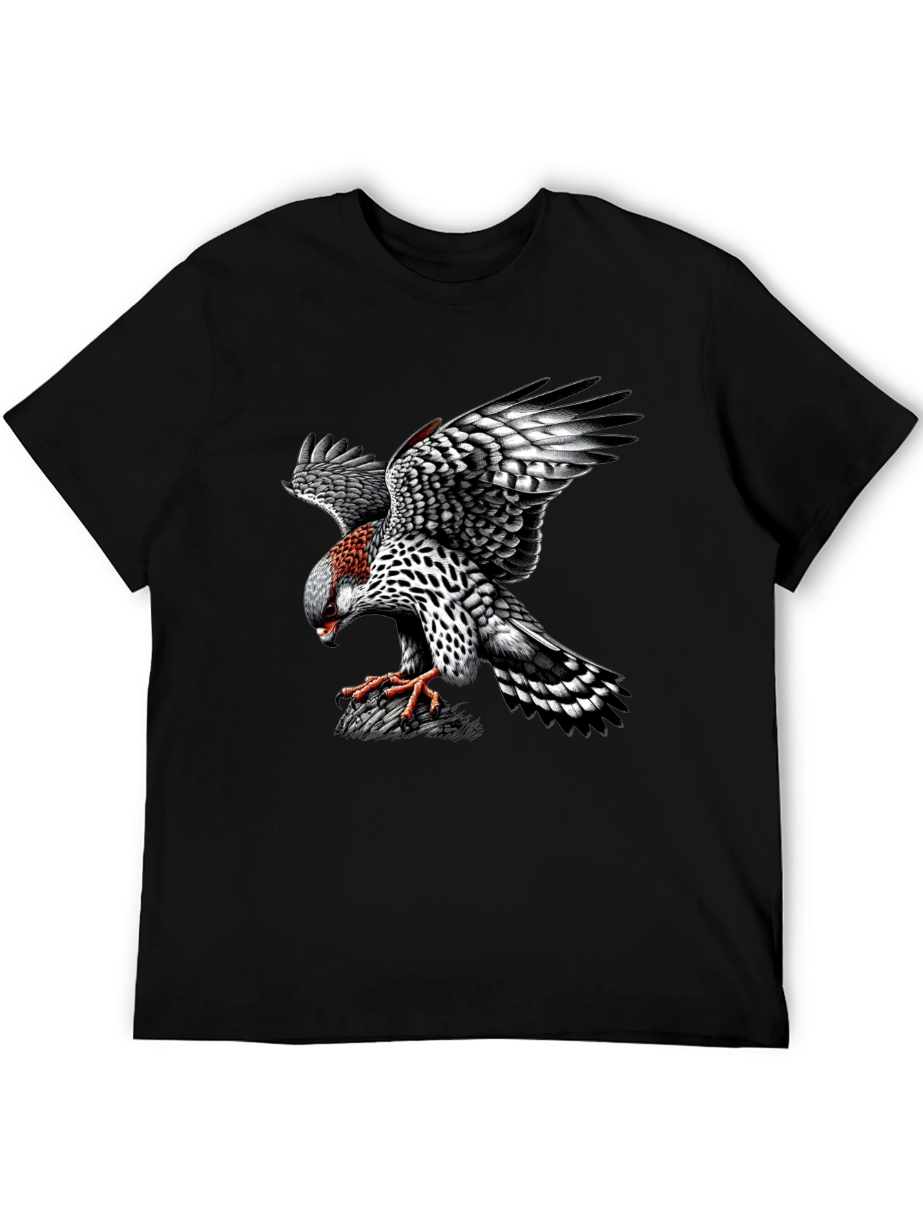 Black T-Shirt with Hawk Graphic