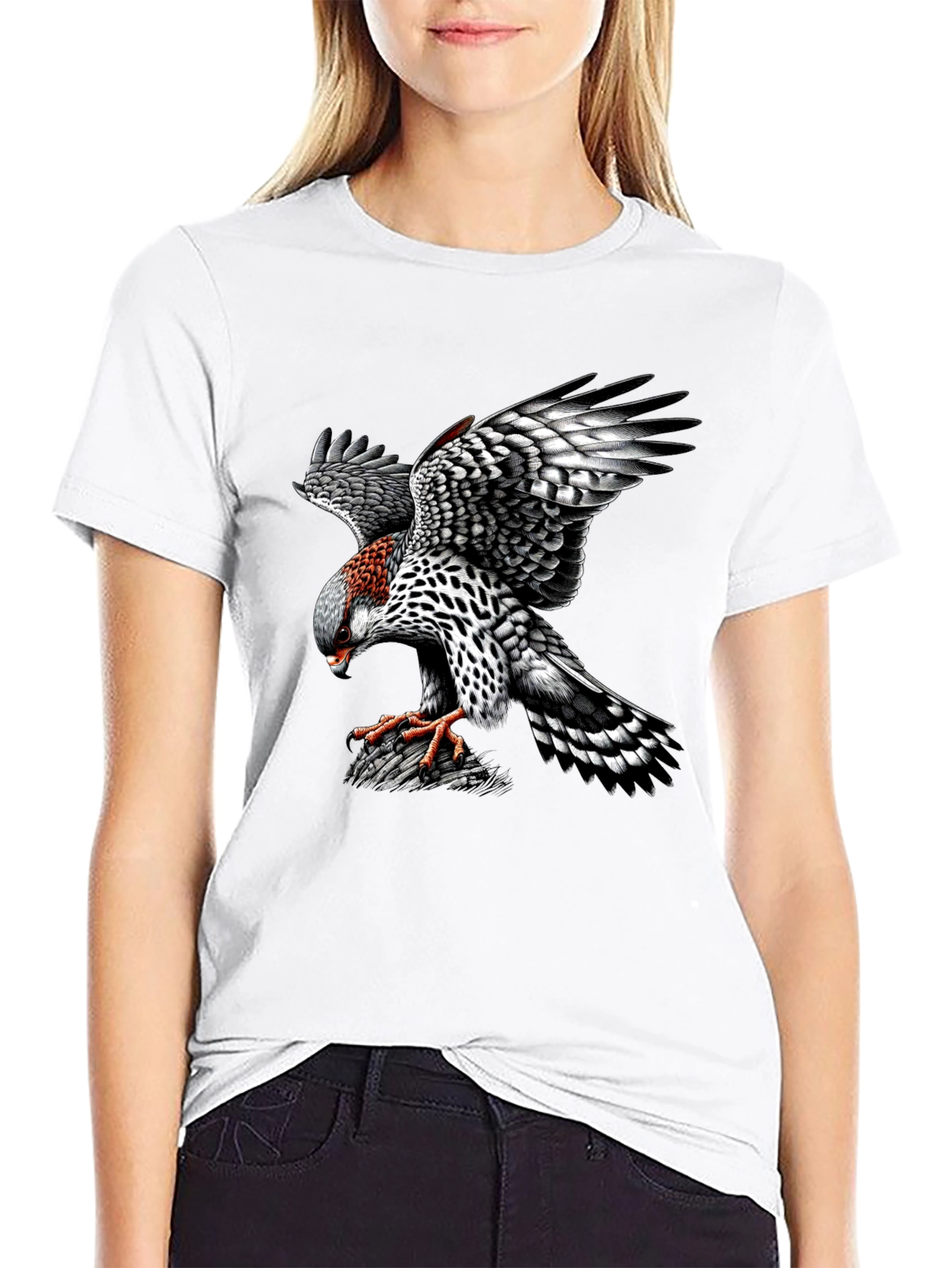 Black T-Shirt with Hawk Graphic