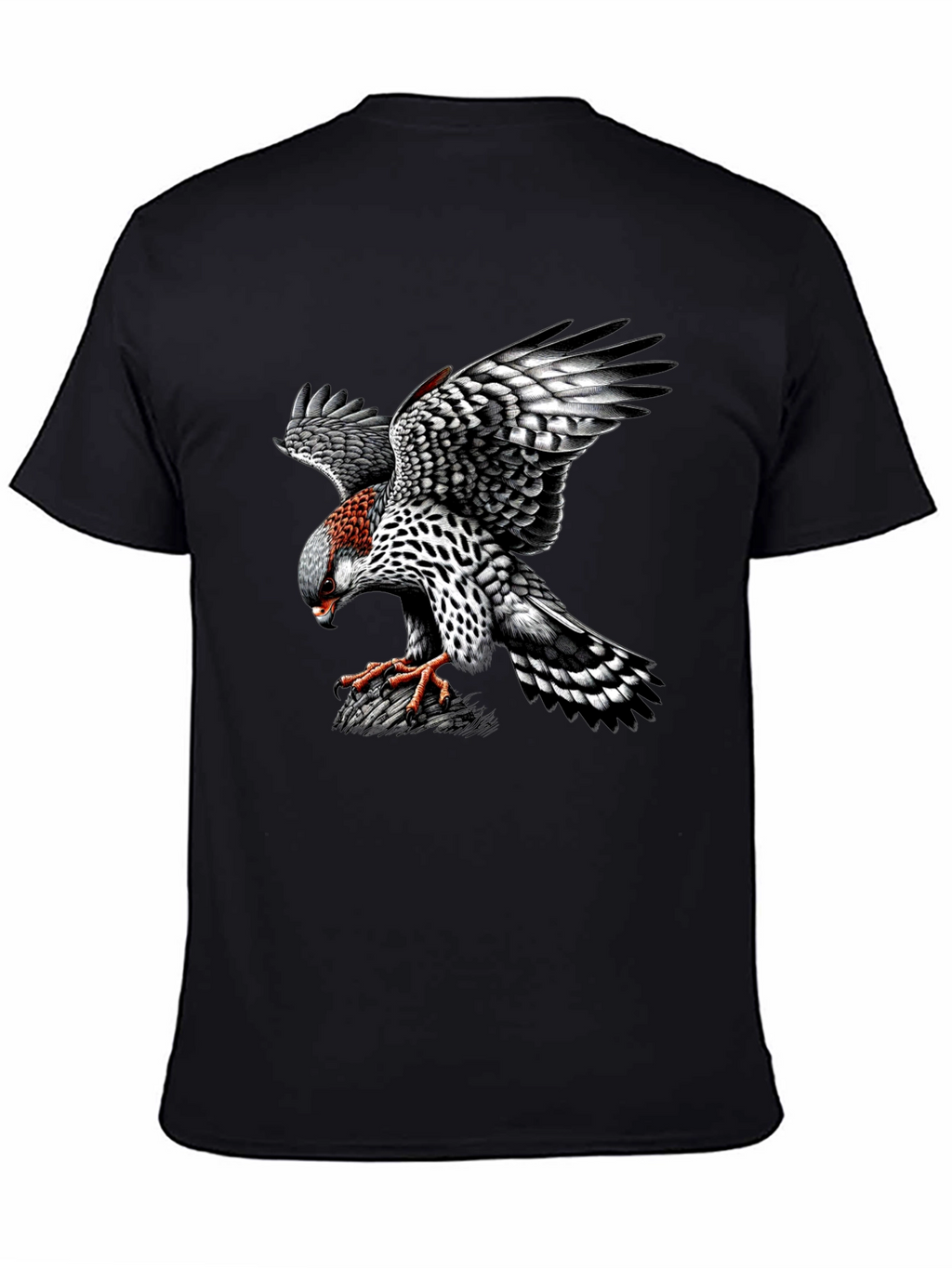 Black T-Shirt with Hawk Graphic