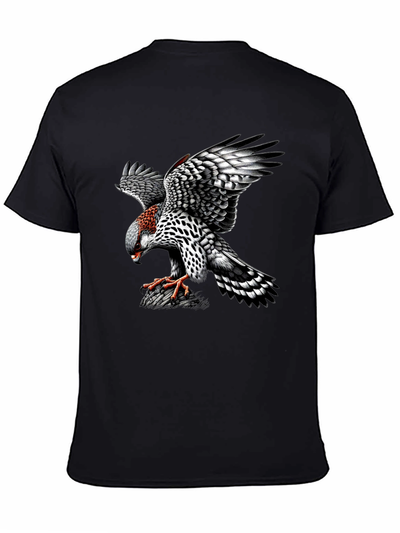 Black T-Shirt with Hawk Graphic