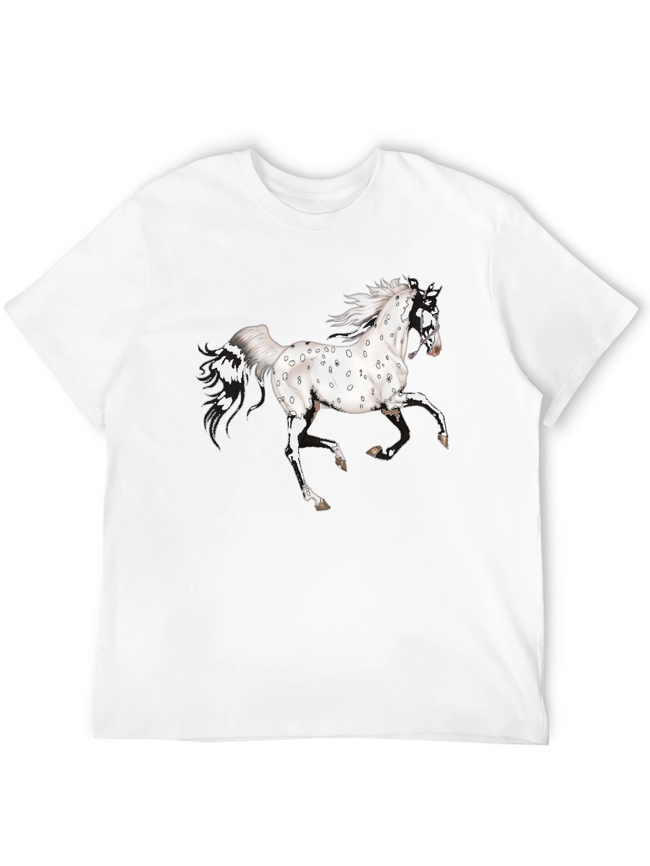 Spotted Horse Graphic Tee - Black Cotton Shirt