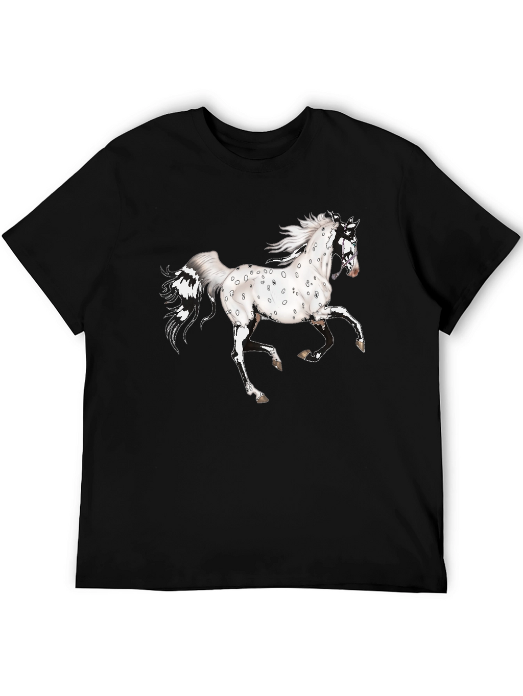 Spotted Horse Graphic Tee - Black Cotton Shirt