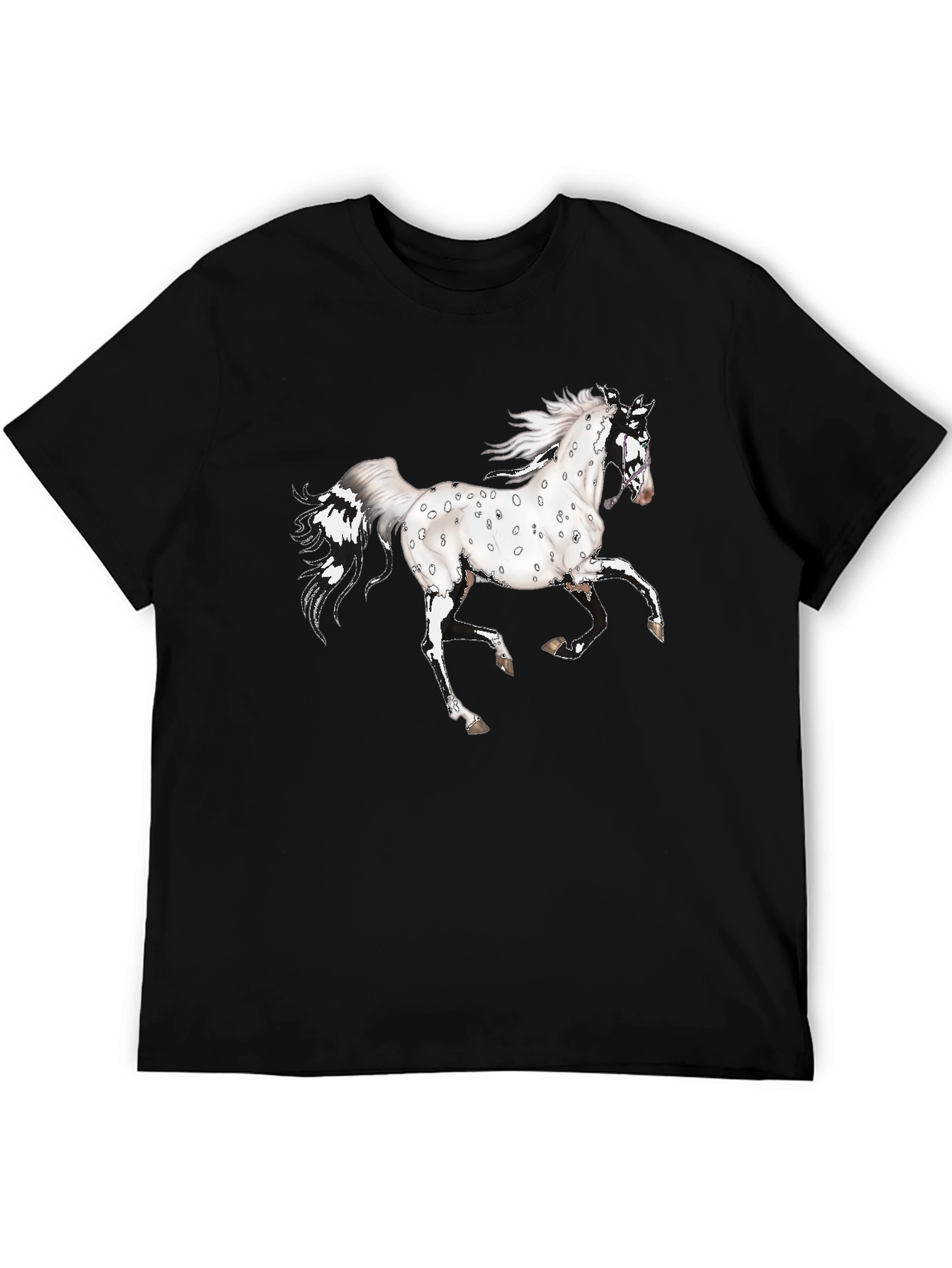 Spotted Horse Graphic Tee - Black Cotton Shirt