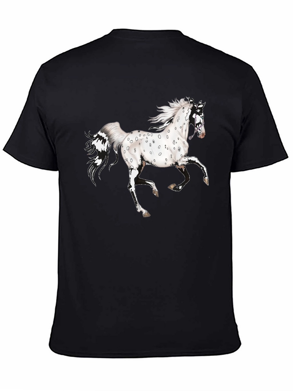 Spotted Horse Graphic Tee - Black Cotton Shirt