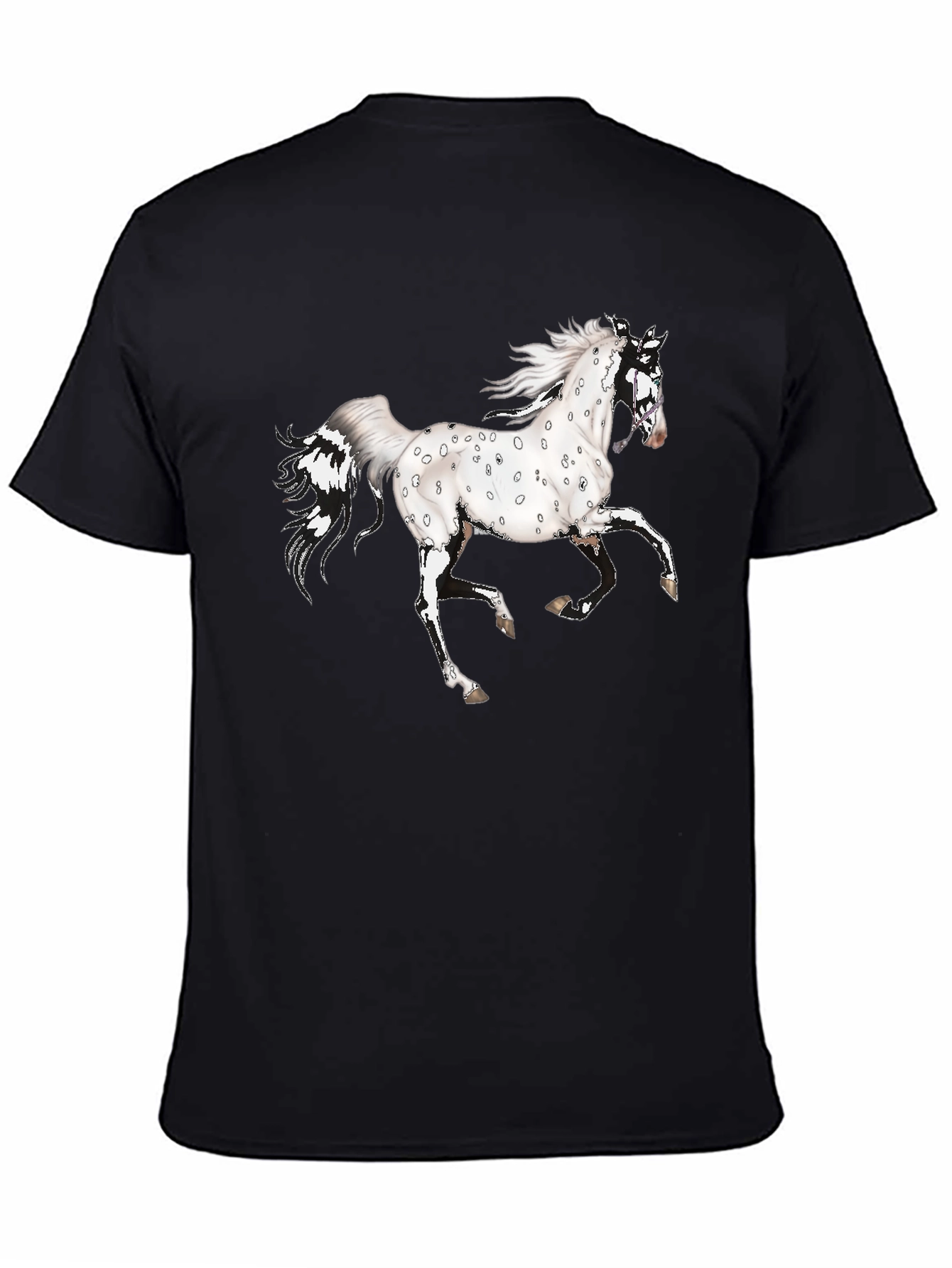 Spotted Horse Graphic Tee - Black Cotton Shirt
